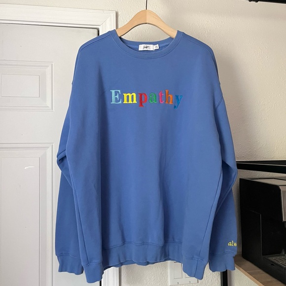 THE MAYFAIR GROUP blue cotton blend empathy embroidery text